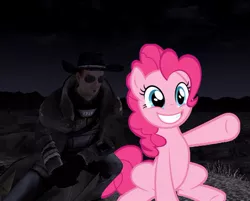 Size: 744x597 | Tagged: safe, derpibooru import, pinkie pie, human, fanfic, armor, courier, fallout, fallout: new vegas, glasses, hat