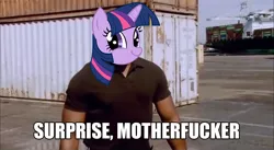 Size: 1000x546 | Tagged: caption, derpibooru import, dexter, james doakes, safe, surprise motherfucker, twiface, twilight sparkle, vulgar, wrong neighborhood