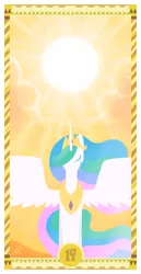 Size: 800x1550 | Tagged: safe, artist:janeesper, derpibooru import, princess celestia, solo, tarot card, the sun