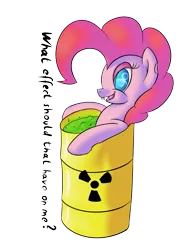 Size: 1121x1469 | Tagged: artist:michinix, derpibooru import, ionizing radiation warning symbol, mutant, mutation, pinkie pie, radioactive, radioactive waste, safe