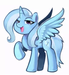 Size: 750x821 | Tagged: safe, artist:ende26, derpibooru import, trixie, alicorn, pony, alicornified, race swap, raised hoof, simple background, solo, trixiecorn, white background