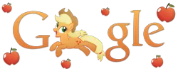 Size: 1800x700 | Tagged: apple, applejack, artist:grendo11, artist:greseres, artist:thepatrollpl, derpibooru import, google, logo, safe, solo, theme