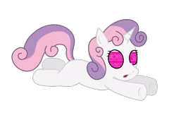 Size: 1059x678 | Tagged: safe, artist:tdarkchylde, derpibooru import, sweetie belle, pony, robot, robot pony, unicorn, blank flank, blue screen of death, error, female, filly, foal, hooves, horn, lying down, open mouth, prone, simple background, solo, sweetie bot, transparent background, vector