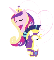 Size: 822x900 | Tagged: safe, artist:pixelkitties, derpibooru import, princess cadance, shining armor, alicorn, pony, unicorn, armor, bust, eyes closed, female, helmet, horn, jewelry, lineless, male, mare, minimalist, portrait, regalia, simple background, solo, stallion, tiara, transparent background