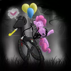 Size: 700x700 | Tagged: artist:cerynitian, balloon, cute, derpibooru import, pinkie pie, safe, slenderman, slendermane, slenderpony, splendorman, splendormane, tickling