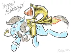 Size: 1024x768 | Tagged: safe, artist:zilof, derpibooru import, beauty brass, jetpack, musical instrument, sousaphone