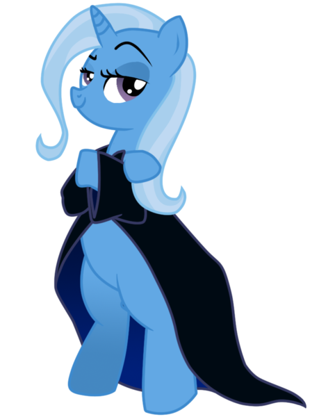 Size: 750x980 | Tagged: safe, artist:amberbewildered, derpibooru import, trixie, pony, bipedal, cloak, clothes, crossed arms, smiling, solo, vector