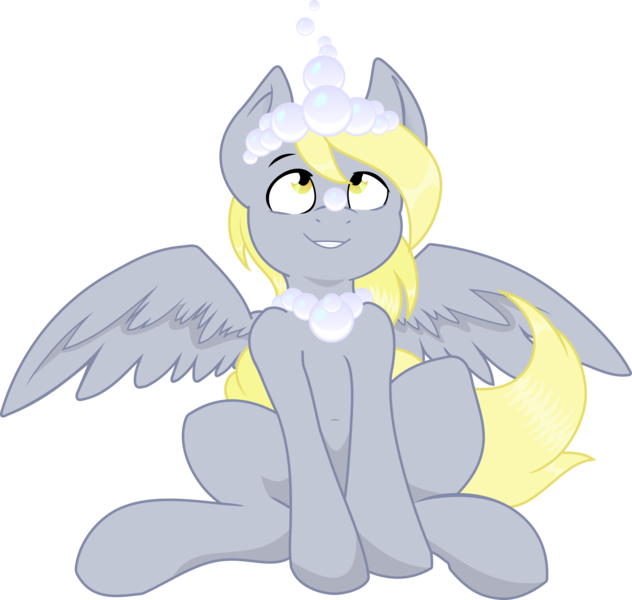 Size: 4000x3795 | Tagged: safe, artist:bork88, artist:joey darkmeat, derpibooru import, derpy hooves, alicorn, pony, alicornified, bubble, colored, derpicorn, muffin queen, race swap, solo, underp