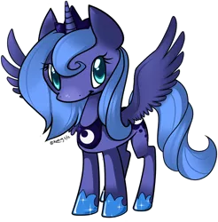 Size: 800x813 | Tagged: safe, artist:kuching-sama, derpibooru import, princess luna, looking at you, s1 luna, simple background, solo