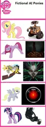 Size: 348x945 | Tagged: safe, derpibooru import, derpy hooves, discord, fluttershy, pinkie pie, twilight sparkle, pegasus, pony, 2001: a space odyssey, allied mastercomputer, artificial intelligence, chart, comparison chart, crossover, facehoof, female, glados, hal 9000, i have no mouth and i must scream, mare, meme, pinkamena diane pie, portal (valve), shodan, system shock, wall-e