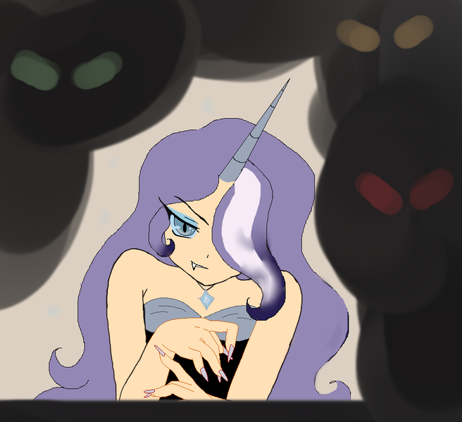 Size: 964x882 | Tagged: derpibooru import, horned humanization, humanized, nightmare rarity, safe, solo, spoiler:comic