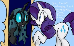 Size: 1920x1200 | Tagged: artist:acharmingpony, changeling, changelingified, crying, derpibooru import, dialogue, mirror, monologue, rarity, reflection, sad, safe