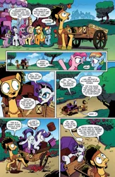 Size: 907x1395 | Tagged: safe, artist:andypriceart, derpibooru import, idw, official, applejack, flax seed, fluttershy, pinkie pie, rainbow dash, rarity, spike, twilight sparkle, butterfly, dragon, earth pony, pegasus, pony, unicorn, spoiler:comic, comic, female, flax seed looks at stuff, idw advertisement, male, mane seven, mane six, mare, micro-series, miscroseries, plot, preview, stallion, unicorn twilight, unshorn fetlocks, wagon, walking