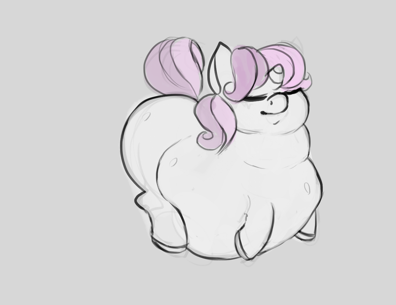 Size: 1280x985 | Tagged: artist:ptg, derpibooru import, fat, obese, safe, solo, sweetie belle, sweetie belly