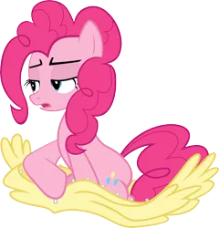 Size: 10385x10797 | Tagged: safe, artist:infinitoa, derpibooru import, pinkie pie, earth pony, pony, the crystal empire, absurd resolution, bodysuit, disguise, female, fluttershy suit, lidded eyes, mare, open mouth, ponysuit, solo, vector