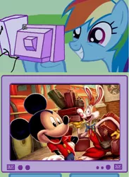 Size: 564x771 | Tagged: derpibooru import, disney, excited, exploitable meme, mickey mouse, rainbow dash, roger rabbit, safe, tv meme, who framed roger rabbit