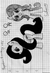 Size: 1517x2197 | Tagged: safe, derpibooru import, oc, unofficial characters only, earth pony, pony, grid paper, proportion study, sideways image, solo, traditional art
