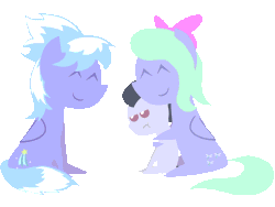 Size: 600x450 | Tagged: animated, artist:mrponiator, cloudchaser, cuddling, cute, derpibooru import, female, flitter, flitterumble, flitterumblechaser, hug, hug from behind, male, pointy ponies, rumble, safe, shipping, simple background, straight, straight shota, :t, transparent background