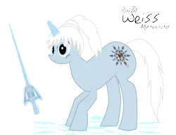 Size: 3918x3009 | Tagged: artist:rainboomrunner, derpibooru import, myrtenaster, ponified, rapier, rwby, safe, scar, snow, solo, trickshot, weiss schnee, white