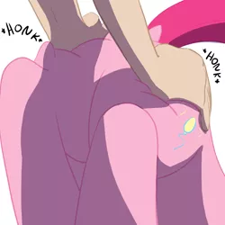 Size: 2880x2880 | Tagged: suggestive, artist:full stop, derpibooru import, pinkie pie, human, pony, balloonbutt, butt grab, butt massage, butt only, butt touch, buttsage, dock, featureless crotch, hand on butt, honk, human on pony action, plot, raised tail, squishy, squooshy