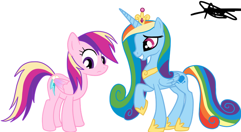 Size: 780x427 | Tagged: safe, artist:andreamelody, derpibooru import, princess cadance, rainbow dash, alicorn, pony, fusion, palette swap, race swap, rainbowcorn, recolor, role reversal, simple background, transparent background, vector