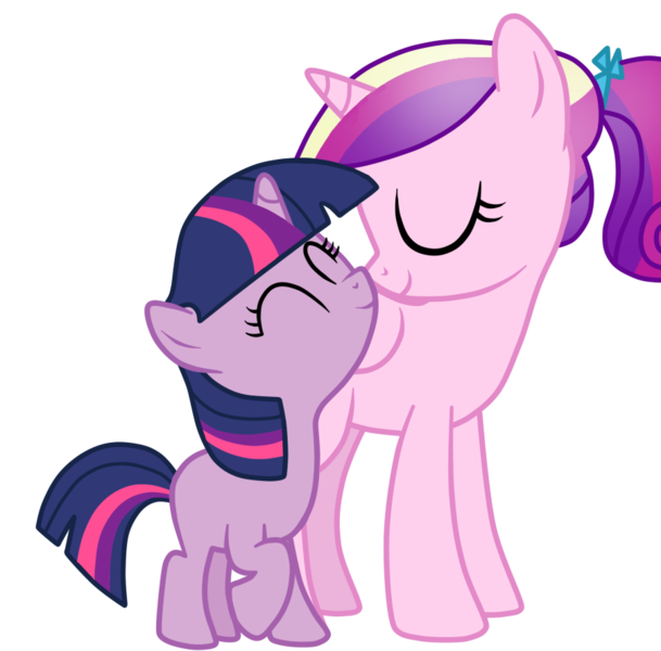 Size: 901x887 | Tagged: artist:andreamelody, derpibooru import, filly, princess cadance, safe, simple background, smiling, transparent background, twilight sparkle, vector, younger