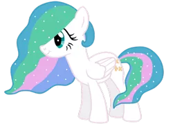 Size: 1024x739 | Tagged: safe, artist:andreamelody, derpibooru import, fluttershy, princess celestia, pony, female, fusion, mare, simple background, smiling, solo, transparent background, vector
