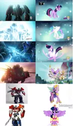 Size: 1028x1769 | Tagged: safe, derpibooru import, princess celestia, twilight sparkle, twilight sparkle (alicorn), alicorn, pony, alpha trion, comparison, ew, female, forge of solus prime, hub logo, mare, optimus prime, smokescreen, toy, transformers, transformers prime, tv rating