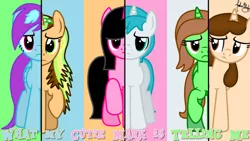 Size: 1024x576 | Tagged: andrea, artist:andreamelody, candy sweet, daniela, derpibooru import, gaby, gear, oc, safe, sara, unofficial characters only, vector, what my cutie mark is telling me