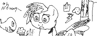 Size: 320x120 | Tagged: safe, artist:elusive, derpibooru import, rainbow dash, miiverse, monochrome