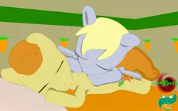 Size: 1131x707 | Tagged: safe, artist:k-techinc, derpibooru import, carrot top, derpy hooves, golden harvest, pegasus, pony, 3d, derpytop, female, gmod, lesbian, mare, shipping, sleeping