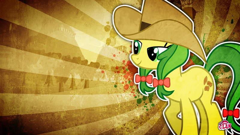 Size: 1920x1080 | Tagged: apple family member, apple fritter, artist:edwinprgtr, cowboy hat, cute, derpibooru import, hat, paint splatter, safe, solo, sweet apple acres, vector, wallpaper