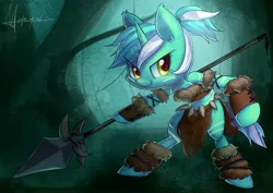 Size: 3850x2723 | Tagged: artist:jggjqm522, awesome, badass, crossover, derpibooru import, epic, league of legends, lyra heartstrings, nidalee, safe, spear