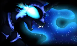 Size: 1200x720 | Tagged: artist:kairaanix, derpibooru import, glowing eyes, nightmare moon, safe