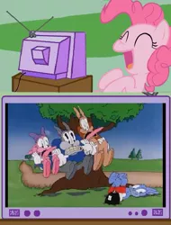 Size: 457x600 | Tagged: bomb, cartoon, derpibooru import, exploitable meme, one crazy summer, pinkie pie, rabbit, safe, tv meme, wild take