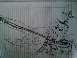 Size: 1024x768 | Tagged: artist:lawrencexviii, derpibooru import, lined paper, long range cannon, ponybattleship, princess luna, safe, solo, traditional art