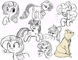 Size: 1019x784 | Tagged: artist:maplesunrise, cat, derpibooru import, pinkie pie, rainbow dash, rarity, safe, sketch dump, twilight sparkle