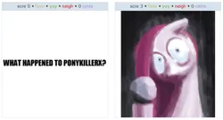 Size: 789x422 | Tagged: artist:tidensbarn, derpibooru, derpibooru import, exploitable meme, juxtaposition, juxtaposition win, meme, meta, pinkamena diane pie, pinkie pie, safe, text