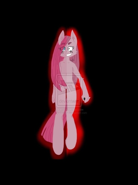 Size: 774x1032 | Tagged: artist:marthisaur, derpibooru import, pinkamena diane pie, pinkie pie, semi-grimdark, solo, watermark