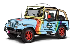 Size: 1000x628 | Tagged: artist:king-kakapo, car, custom, jeep, jeep wrangler, jurassic park, parody, rainbow dash, safe