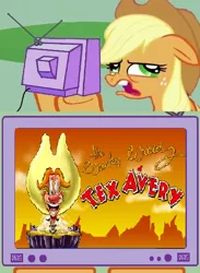 Size: 438x600 | Tagged: applejack, cartoon, derpibooru import, disgusted, exploitable meme, insult, safe, tex avery, the wacky world of tex avery, tv meme