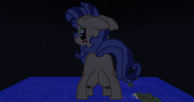 Size: 1280x673 | Tagged: questionable, derpibooru import, oc, oc:milky way, unofficial characters only, pony, crotchboobs, featureless crotch, female, impossibly large crotchboobs, mare, minecraft, minecraft pixel art, nipples, nudity, pixel art, plot, solo, solo female
