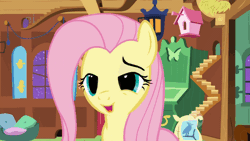 Size: 640x360 | Tagged: animated, cute, derpibooru import, fluttershy, holding breath, implied squee, puffy cheeks, safe, screencap, shyabetes, solo, squee, stare master