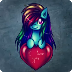 Size: 1024x1024 | Tagged: artist:crazyrainbow0, derpibooru import, hair over one eye, heart, rainbow dash, safe, solo