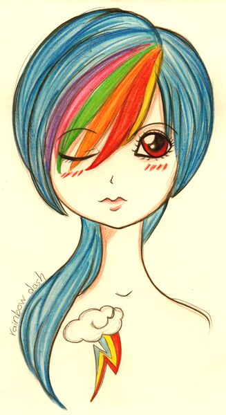 Size: 1475x2705 | Tagged: artist:amll, derpibooru import, humanized, rainbow dash, safe, traditional art