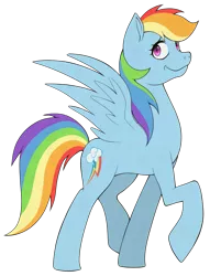 Size: 687x900 | Tagged: safe, artist:stalkerpony, derpibooru import, rainbow dash, pegasus, pony, female, mare, simple background, smiling, solo, transparent background, walking