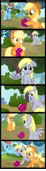 Size: 1000x3650 | Tagged: safe, artist:coltsteelstallion, derpibooru import, applejack, derpy hooves, rainbow dash, pegasus, pony, ball, comic, crying, feels, female, lonely, mare, sad, speech bubble, tower of pimps