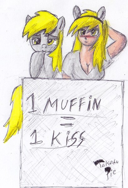 Size: 652x960 | Tagged: artist:takedapie, derpibooru import, derpy hooves, humanized, human ponidox, safe, traditional art