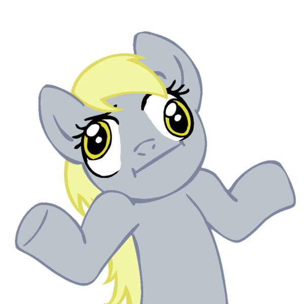 Size: 894x894 | Tagged: safe, artist:megasweet, artist:yryssa, derpibooru import, derpy hooves, pegasus, pony, derpibooru, :i, derp, derpibooru badge, female, hilarious in hindsight, looking at you, mare, meta, reaction image, shrug, shrugpony, simple background, solo, transparent background, vector