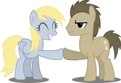 Size: 1024x699 | Tagged: safe, artist:themultimaker1, derpibooru import, derpy hooves, doctor whooves, time turner, pegasus, pony, female, hoofbump, mare, simple background, transparent background, vector